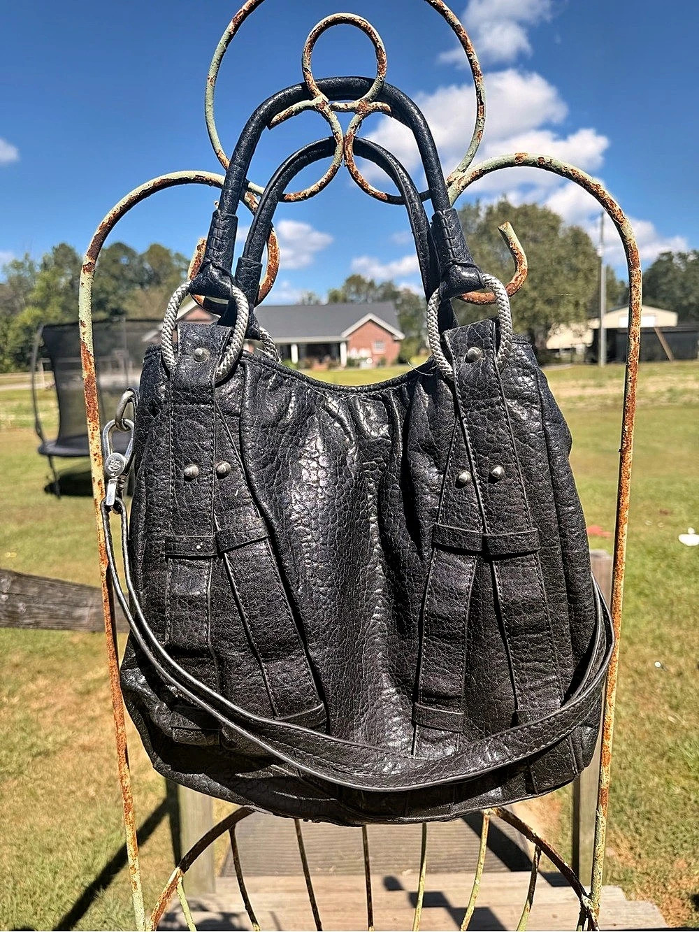 The Sak Black Leather-Look Hobo Bag